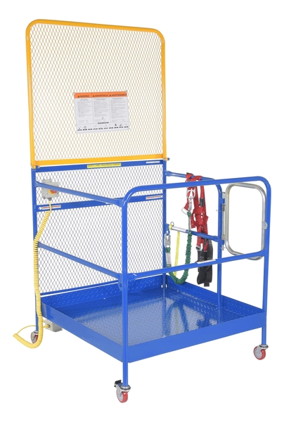 Picture of Vestil WP-4848-CA-84B-FF 48 x 48 in. Steel Full Featured Work Platform with Poly Casters & 84 Expanded Back - Blue