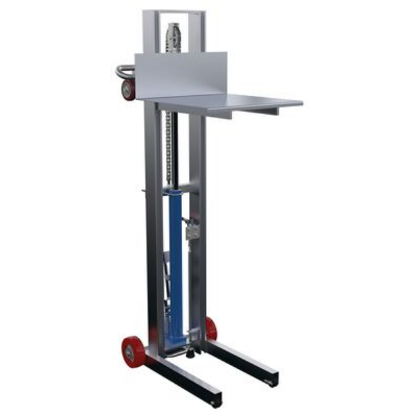 Picture of Vestil ALLH-2020-FWFL 20 x 20 in. Aluminum Lite Load Lift with Foot Pump Fixed Wheels & Manual Floor Lock Platform - 400 lbs Capacity - Silver