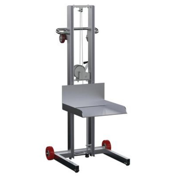 Picture of Vestil ALLPW-500-FWFL 20 x 20 in. Aluminum Low Profile Lite Load Lift with Winch Fixed Wheels & Manual Floor Lock Platform - 400 lbs Capacity - Silver