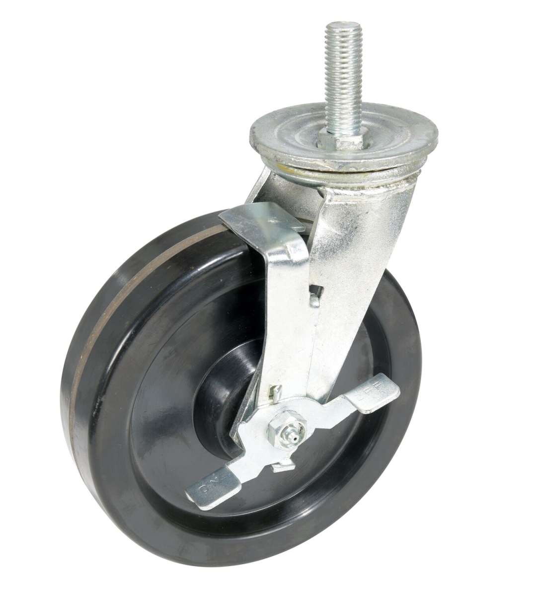 CST-VE-8X2PH-STS-BR 8 Dia. x 2 Width in. Phenolic Stem Swivel with Side Brake Caste - 1300 lbs Capacity - Black & Silver
