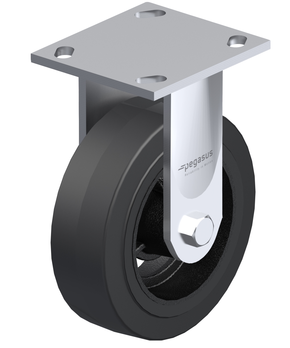 CST-BL-4X2MR-R  Rubber Rigid Caster 4 In. Diameter x 2 In. Width 400 Lb. Capacity Black