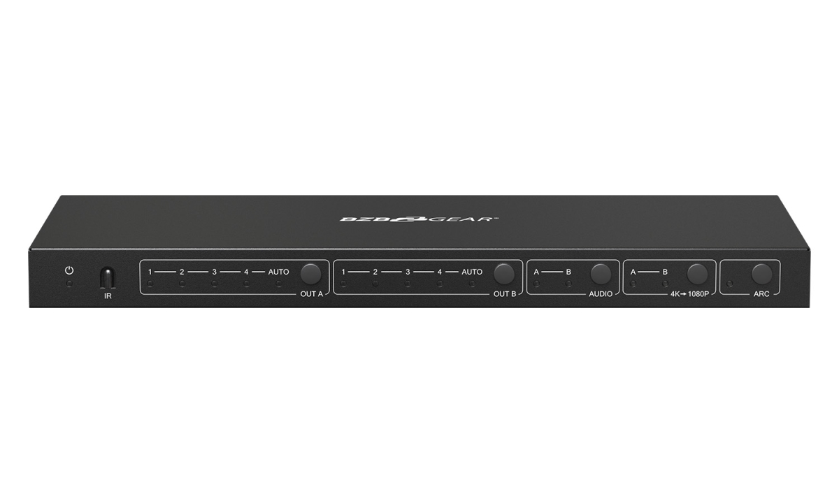 Picture of BZB Gear BG-UHD-42M 4x2 HDMI 4K 60Hz 18Gbps Matrix Switcher with Audio & Downscaling Support&#44; Black