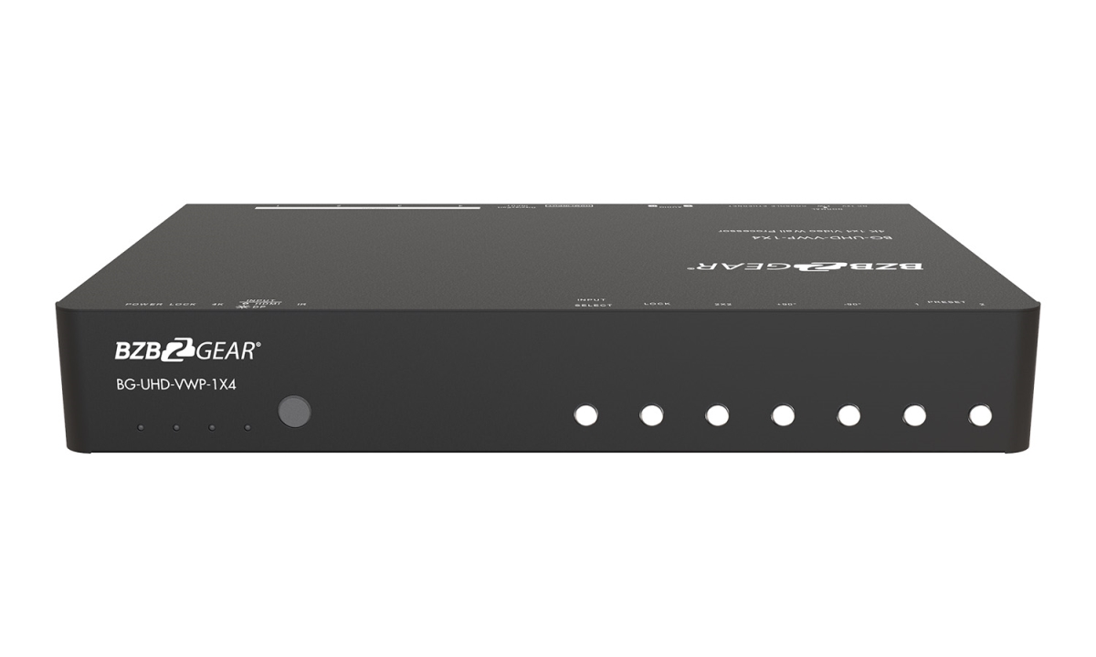 4-Port 4K 60Hz Video Wall Processor with Scaler Audio 1x3, 1x4, 2x2 & 4x1 Layout