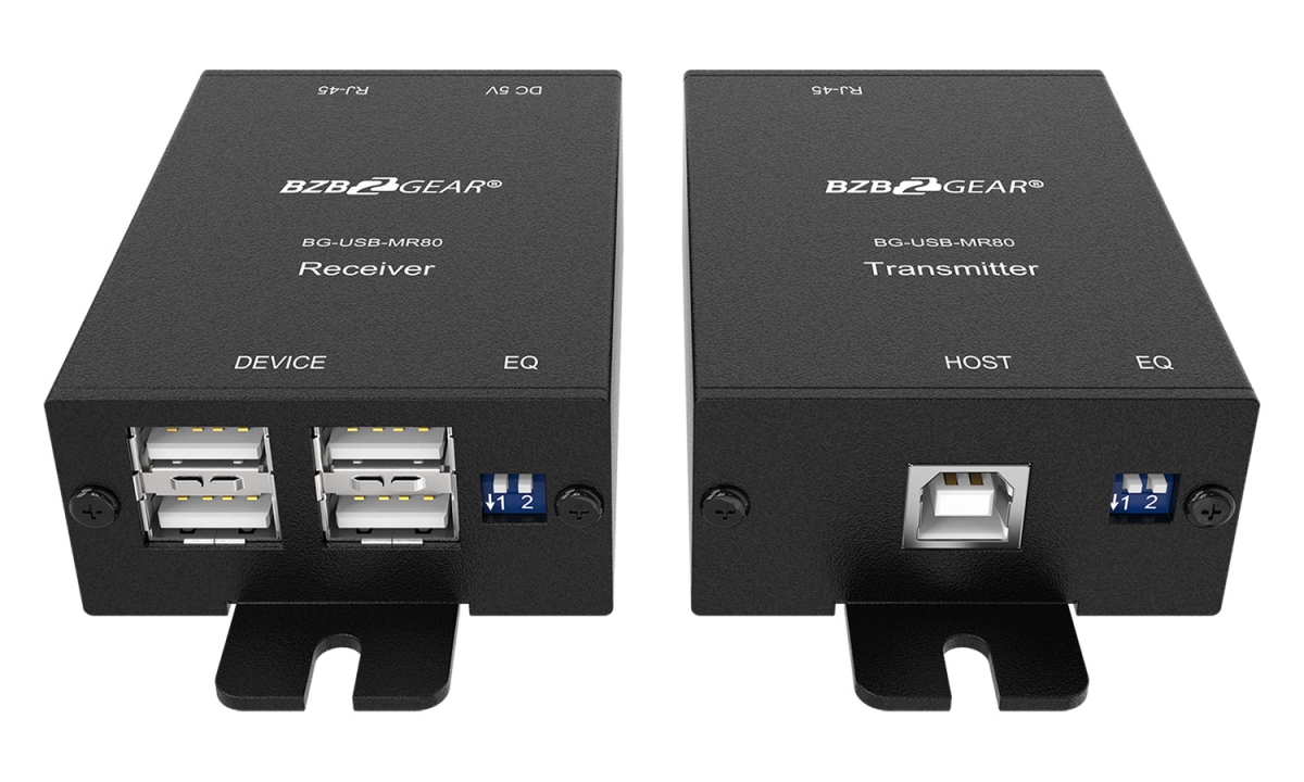 Picture of BZB Gear BG-USB-MR80 4-Port USB 2.0 Extender Over Single Cat.X Cable Up to 260 ft., Black