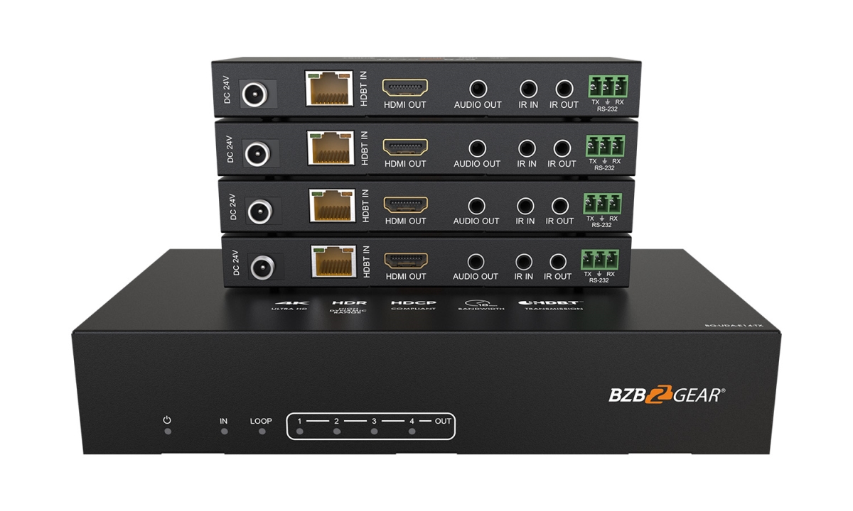 1x4 4K UHD 18Gbps HDMI HDBaset Splitter  Distribution Amplifier Over Category Cable44 Black