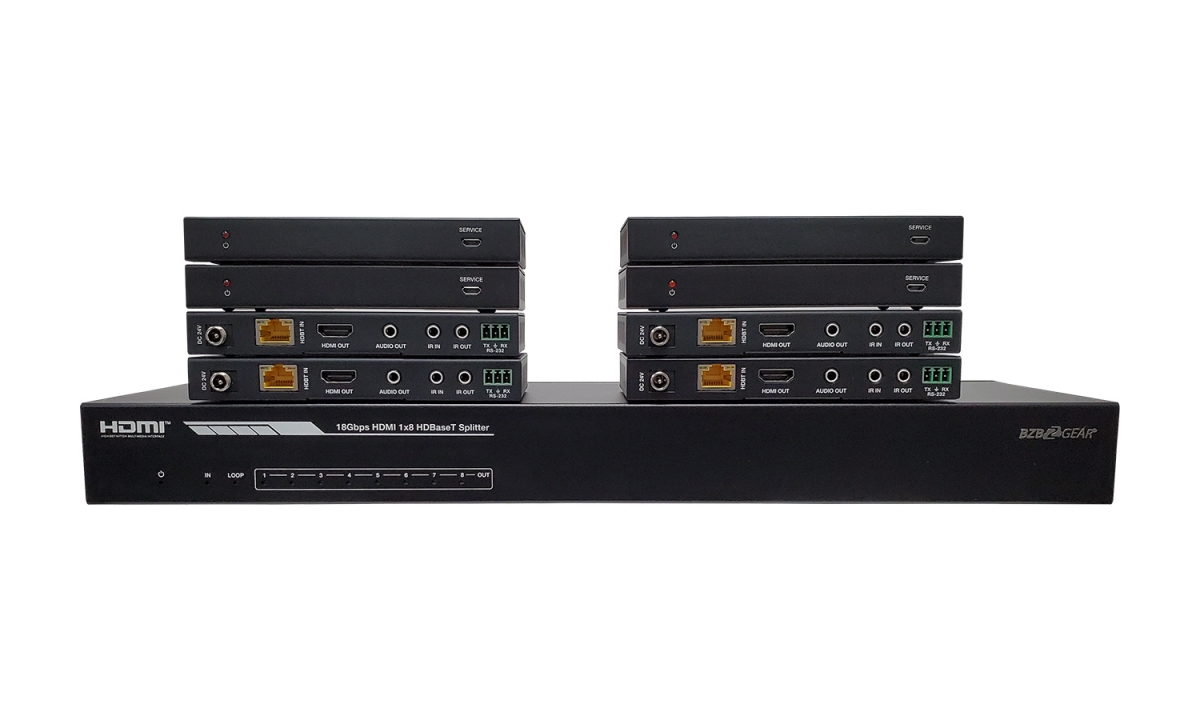 1x8 4K UHD 18Gbps HDMI HDBaset Splitter  Distribution Amplifier Over Category Cable44 Black