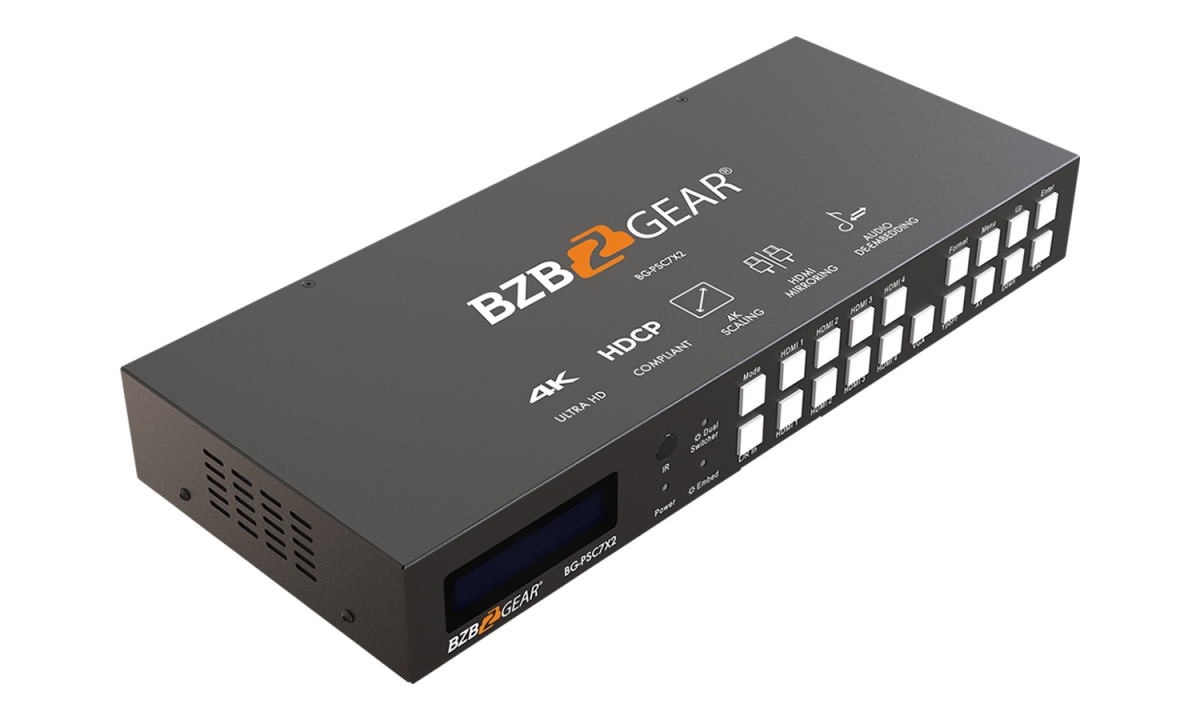 BG-PSC7X2 7x2 4K Presentation Switcher Scaler with HDMI, VGA & Component Composite Video & Audio -  BZB Gear