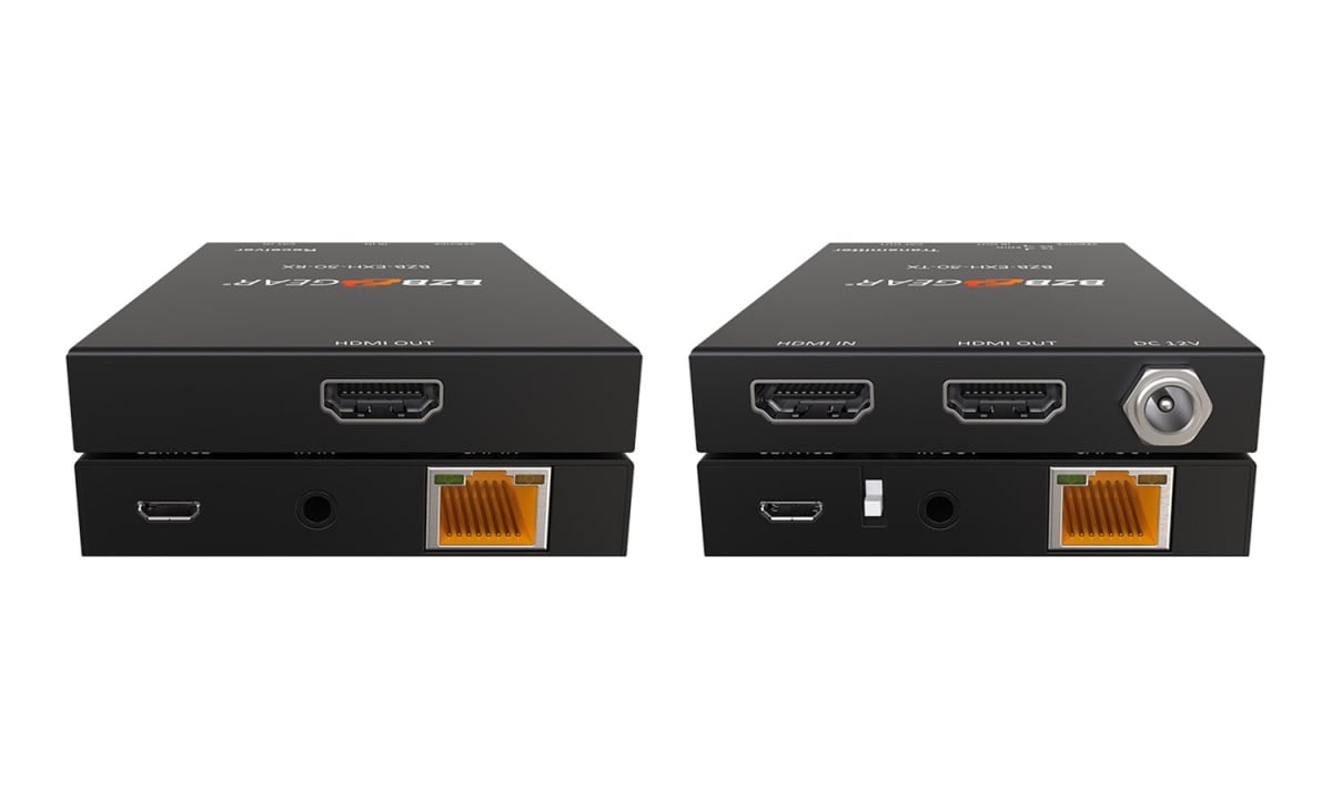 Picture of Bzbgear BZB-EXH-50 4K UHD HDMI Extender Over Cat5e & 6 with PoC & IR & HDMI Loop Out up to 165 ft. - Black