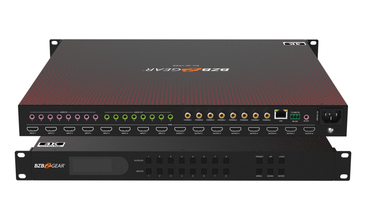BG-4K-VP88 8x8 4K UHD Seamless HDMI Matrix Switcher & Video Wall Processor & Multi Viewer with Scaler & IR & Audio & IP & RS-232
