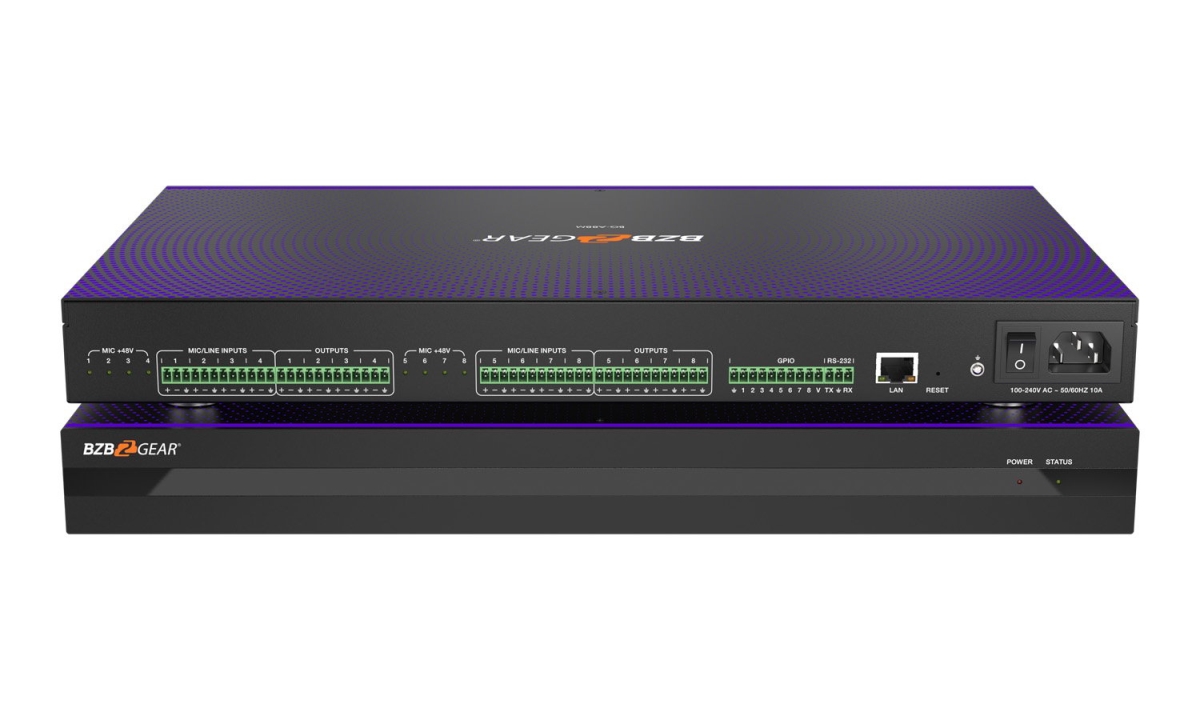 BG-A88M 8x8 Balanced Digital Audio Processor & Matrix with AEC & ANS & AGC & Auto Mixer & 8-Channel Programmable GPIO Support - Black
