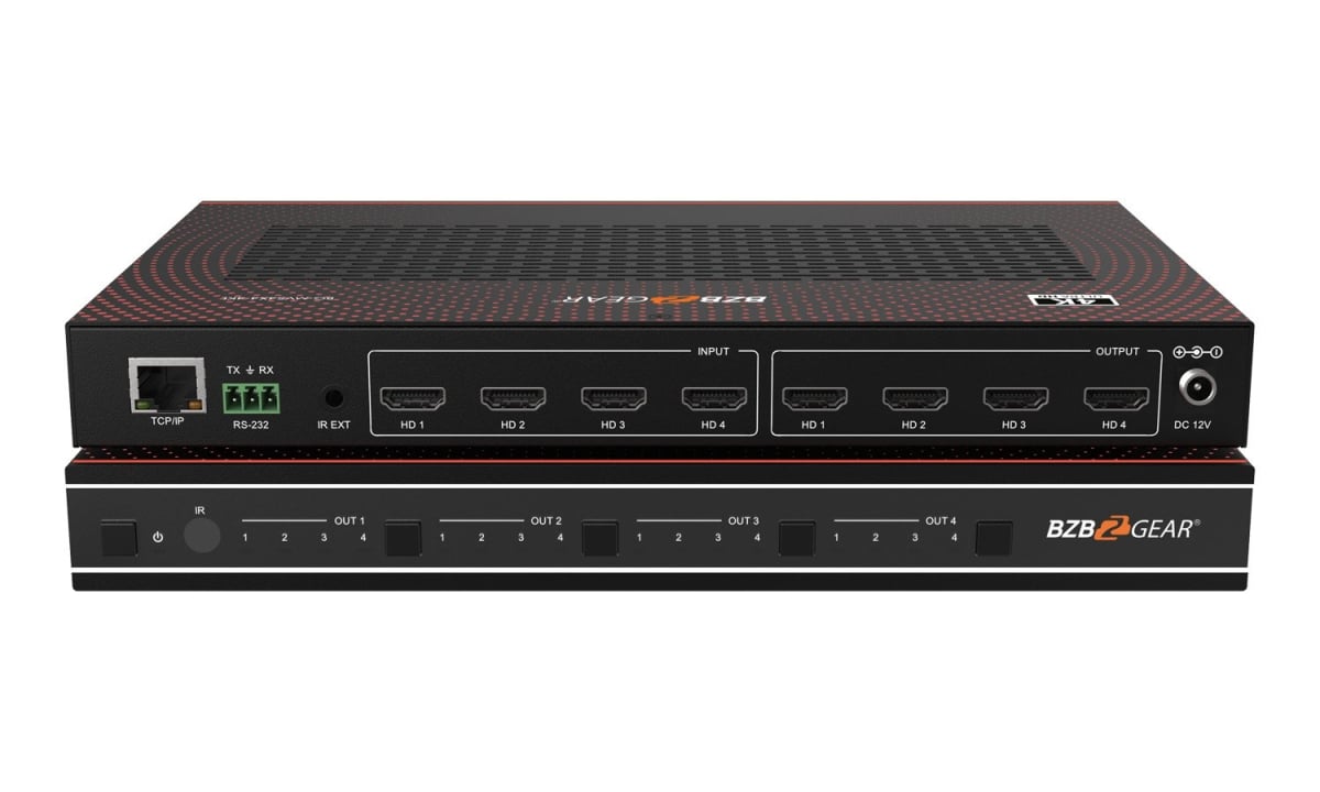 Picture of Bzbgear BG-MVS4X4-4KL 4x4 4K UHD HDMI Video Wall Processor & Seamless Matrix Switcher - Black