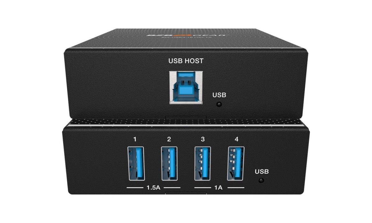 BG-USB3-LR100 4-Port USB 3.0 HDBaseT Extender Over Cat6 & 7 Cable with PoC & RS-232 & FSYNC GPIO up to 330 ft. - Black
