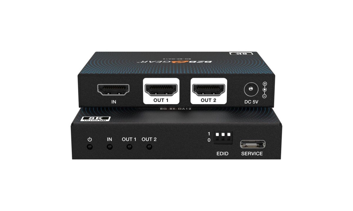 Picture of Bzbgear BG-8K-DA12 1x2 8K UHD HDMI 2.1 Splitter with Auto Downscaling 8K60 & 4K120 & VRR & ALLM & QMS & QFT & SBTM Support