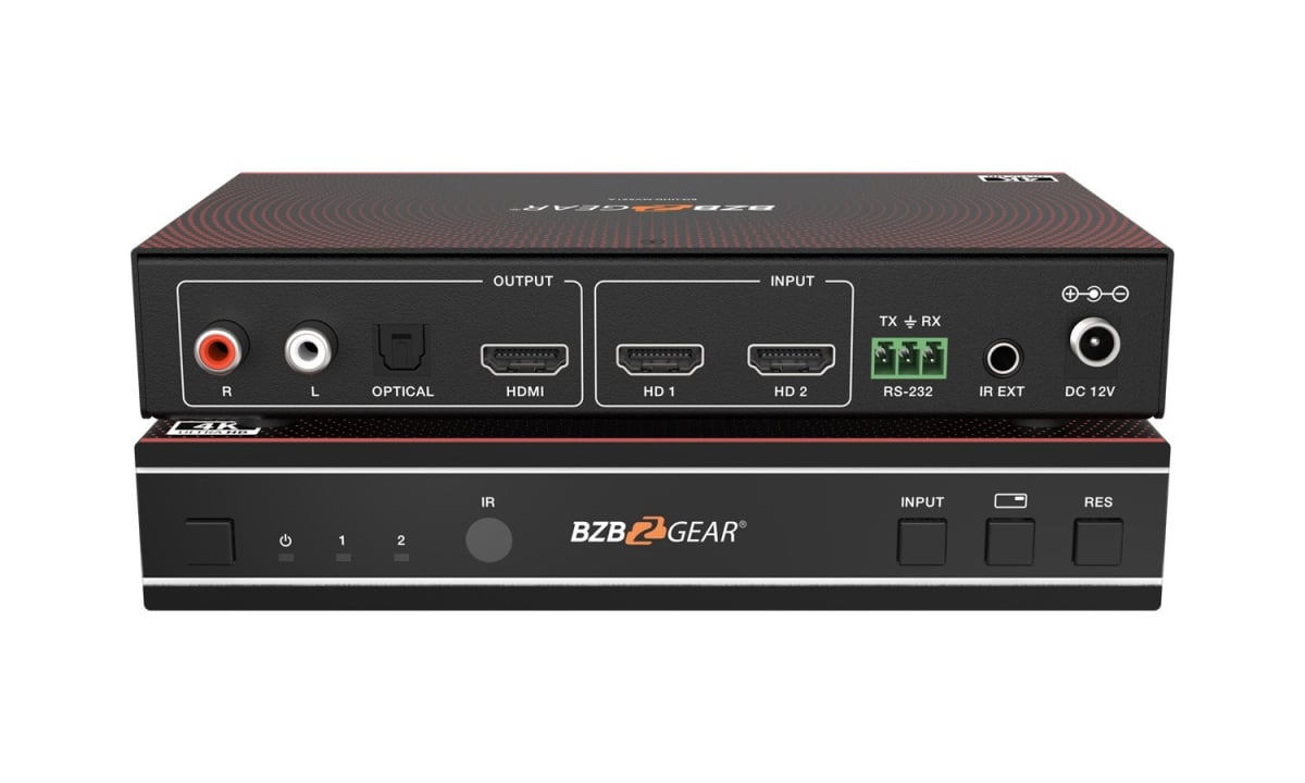 Picture of Bzbgear BG-UHD-MVS21A 2x1 4K UHD HDMI Seamless Switcher & Multi Viewer with Audio De-embedder - Black