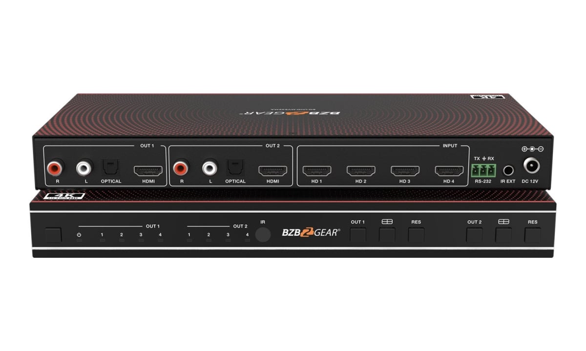Picture of Bzbgear BG-UHD-MVS42MA 4x2 4K UHD HDMI Seamless Switcher & Quad Multi Viewer with Audio De-embedder - Black