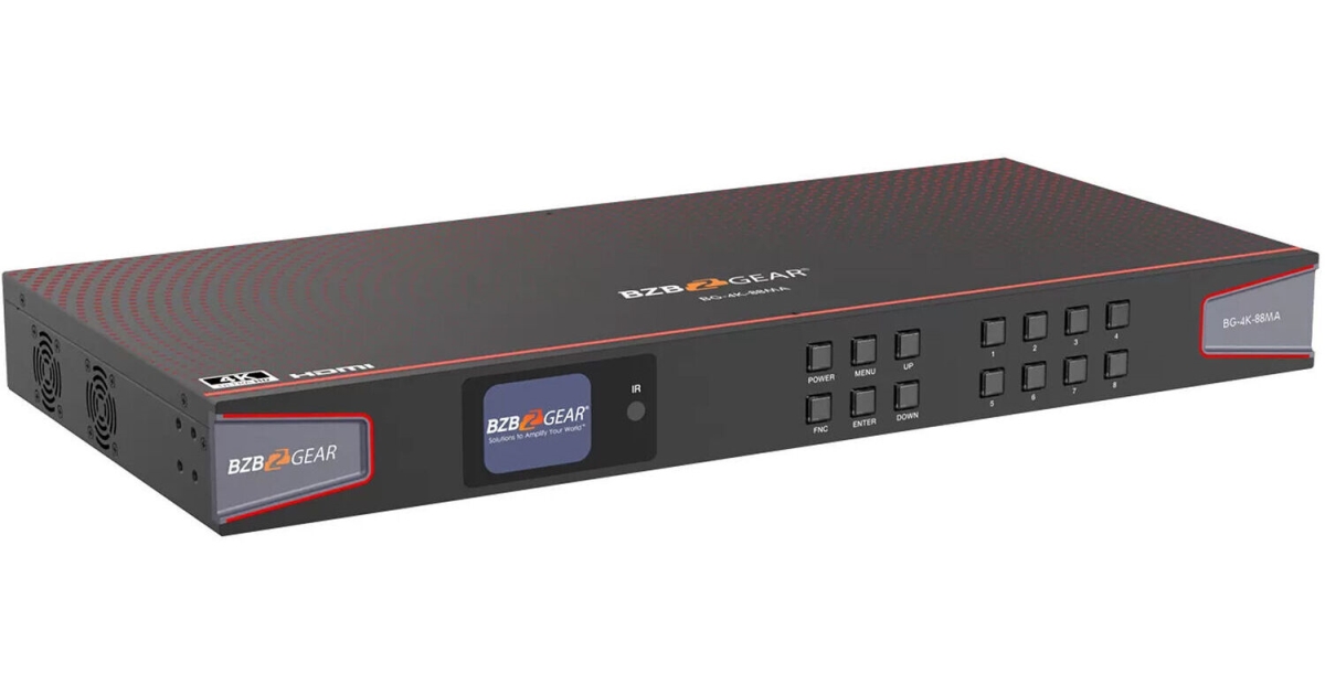 Picture of BZBGEAR BG-4K-88MA 8 x 8 4K UHD HDMI 2.0 Matrix Switcher with Audio De-Embedding & Independent Routing