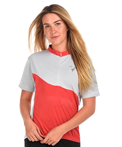 Picture of PN Jone 0P-M54G-G0VM Womens Cocona Sport Cut Jersey, White & Red - Large