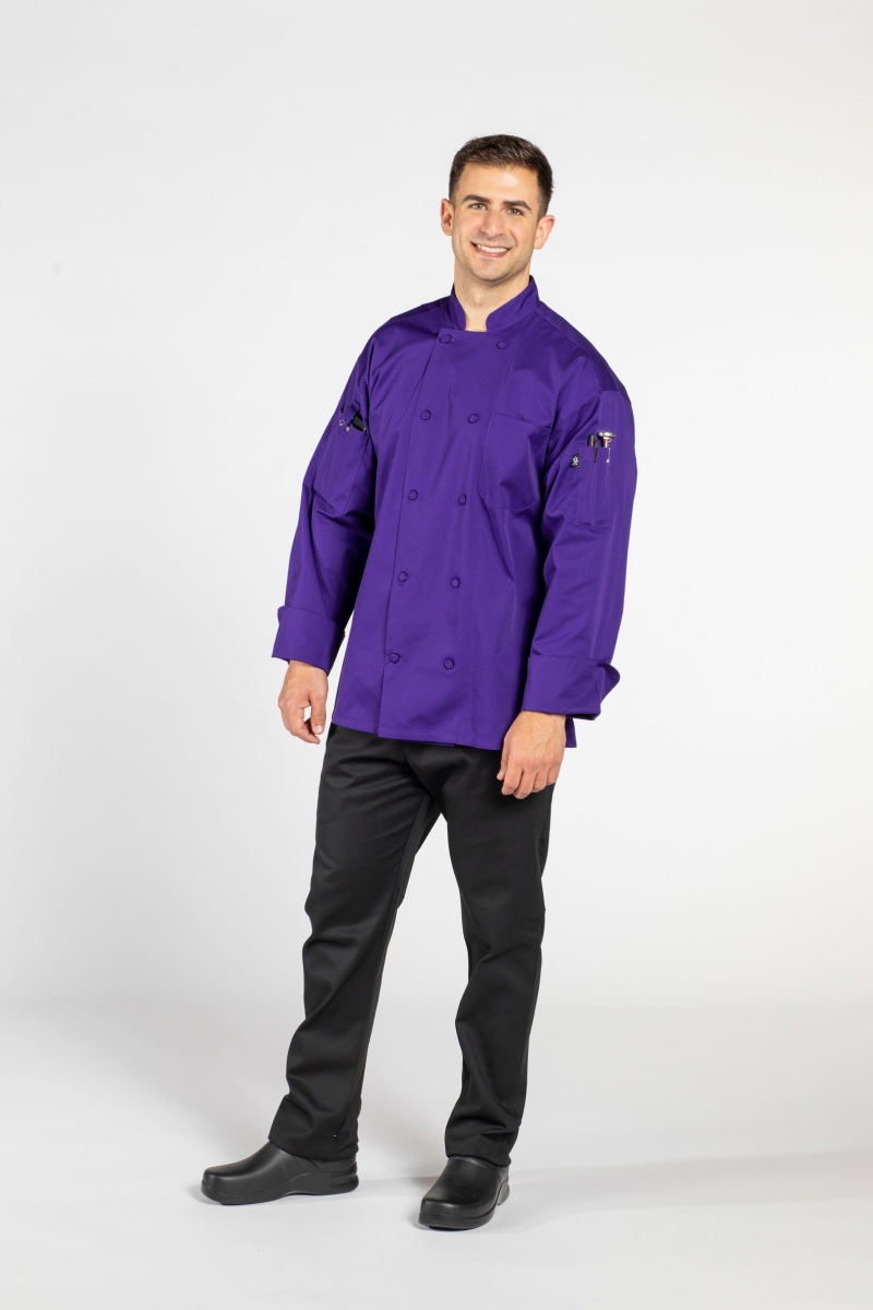 Picture of Uncommon Threads 0706-8304 Unisex Pulse Chef Coat, Grape - Large