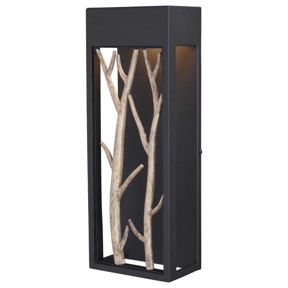 6 in. Ocala LED Outdoor Wall Light with Poplar, Textured Black