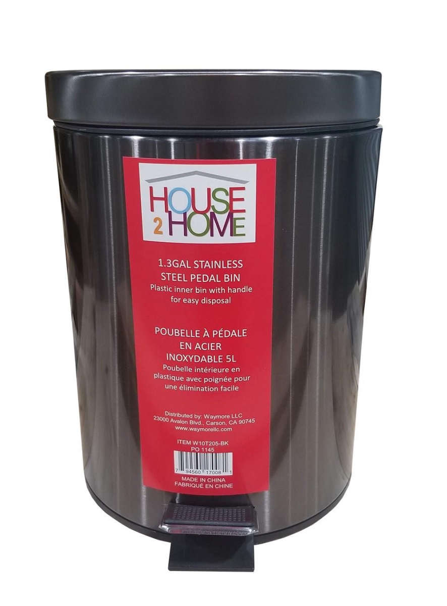 W10T205-BK 5 L Stainless Steel Pedal Waste Bin