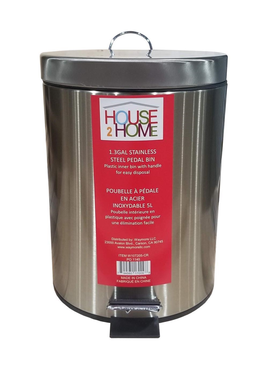 W10T205-CR 5 L Stainless Steel Pedal Waste Bin