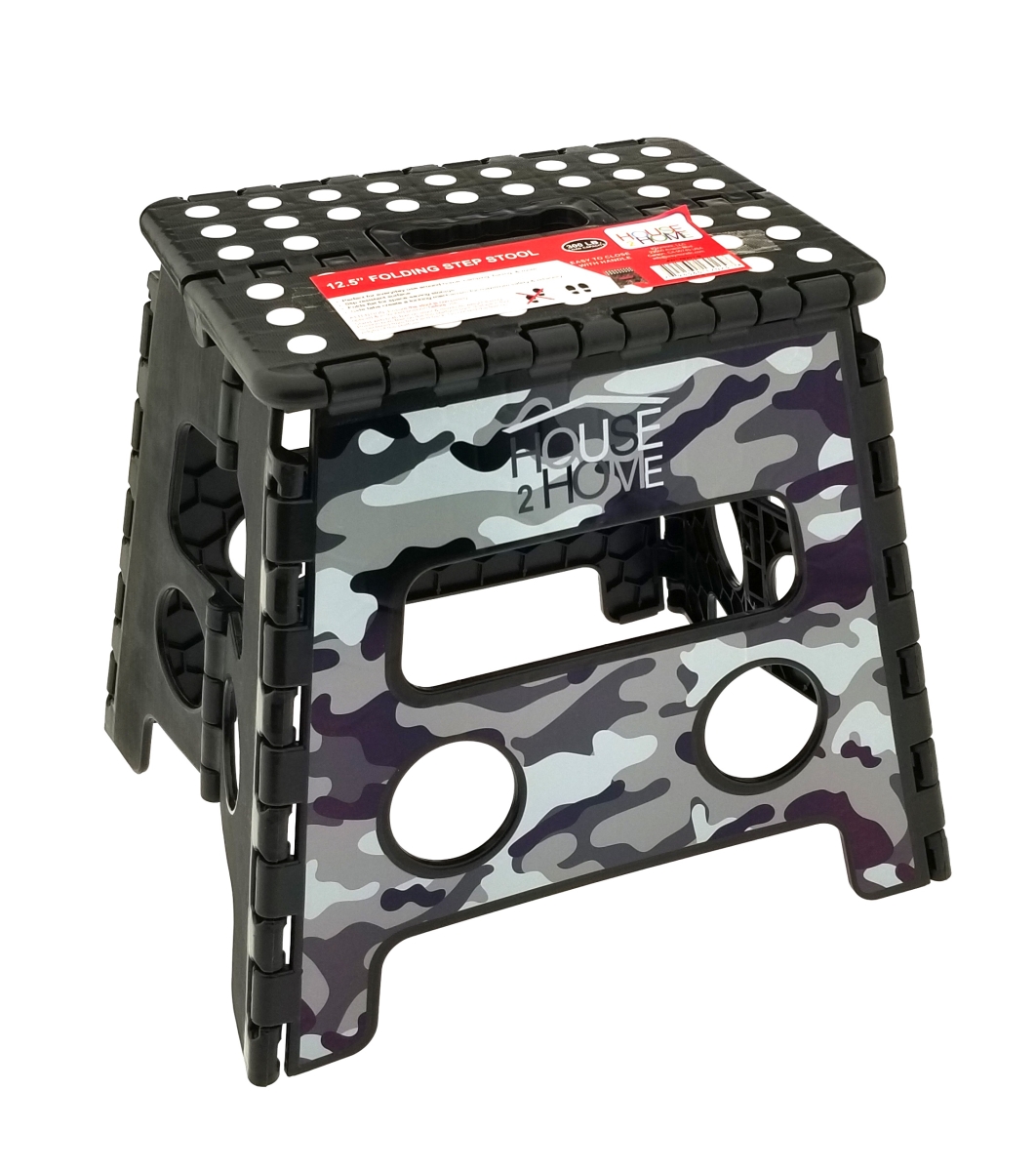 W12S207-B 12.5 in. Camo Step Stool with Printing & Dot Grip - Black
