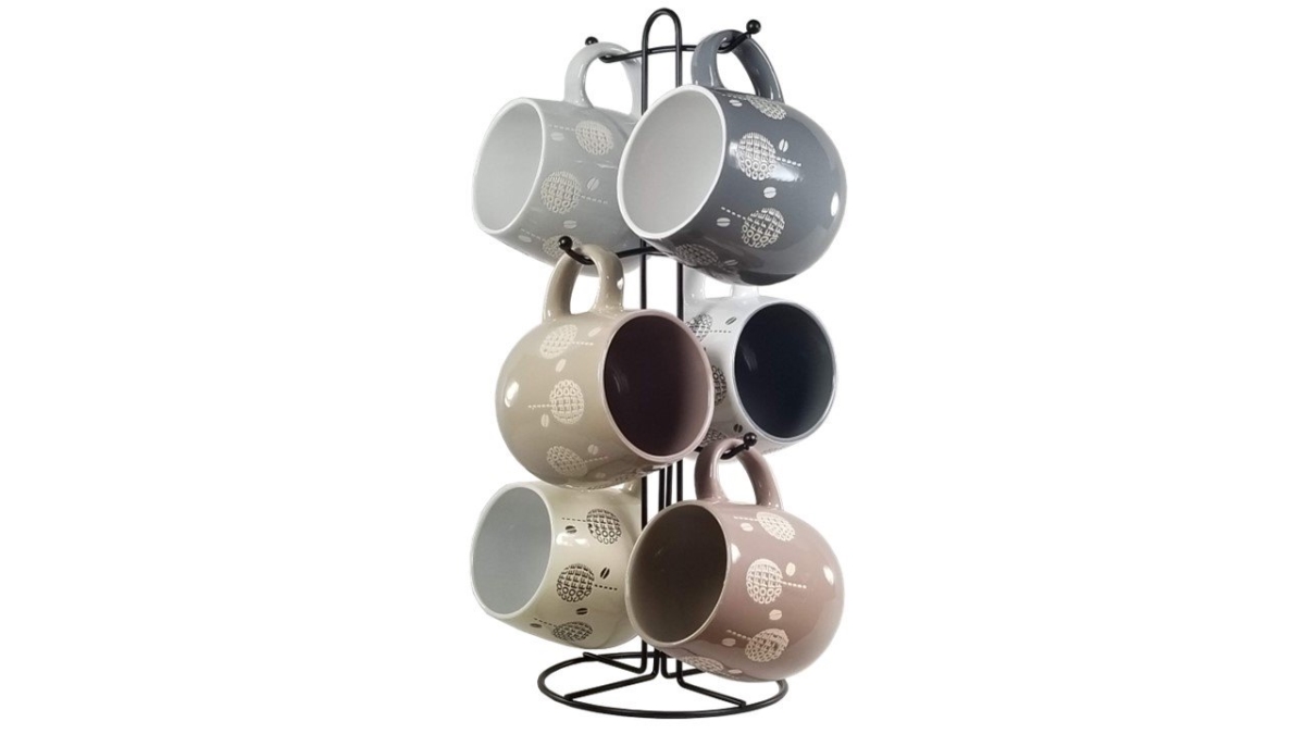 Picture of Marcelle W03M078-1 6 Piece 17 oz Mug Set with Rack