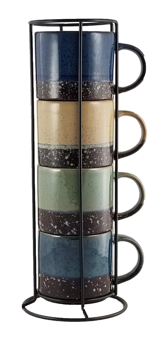 Picture of Marcelle W03M177-1 4 Piece 14 oz Stackable Mug with Stand - Multi Color