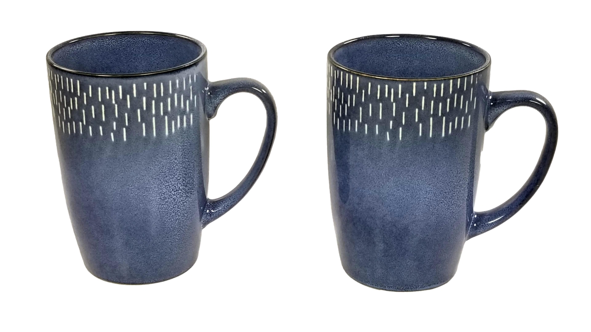 W03M201 2 Piece 22 oz Reactive Glaze Mug Set - Blue