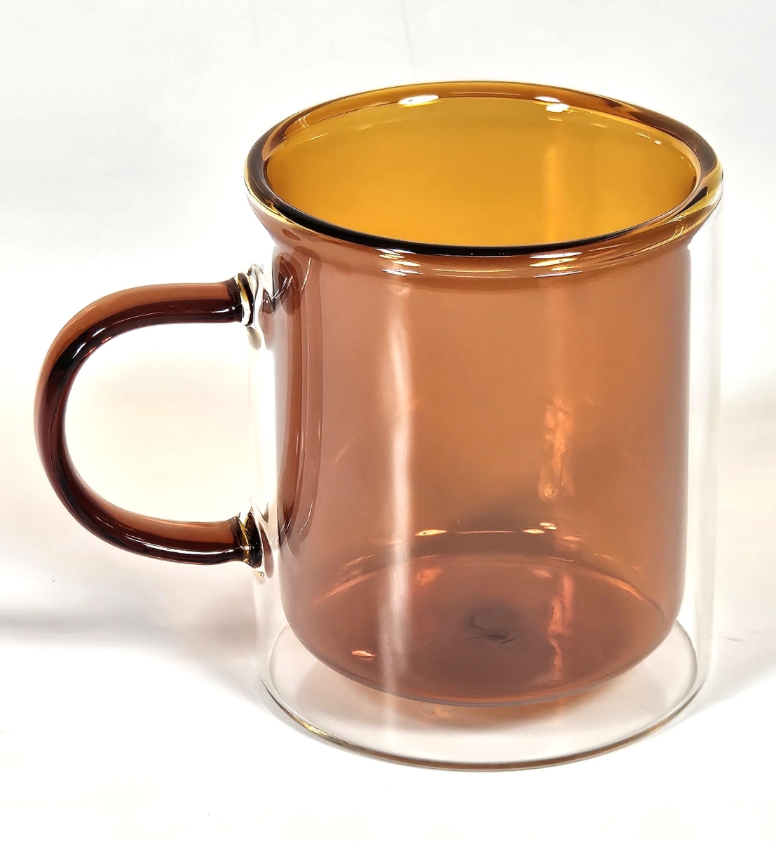 Picture of Marcelle W06M224-AM 11 oz Double Wall Mug with Colored Glass Interior & Matching Colored Glass Handle - Amber