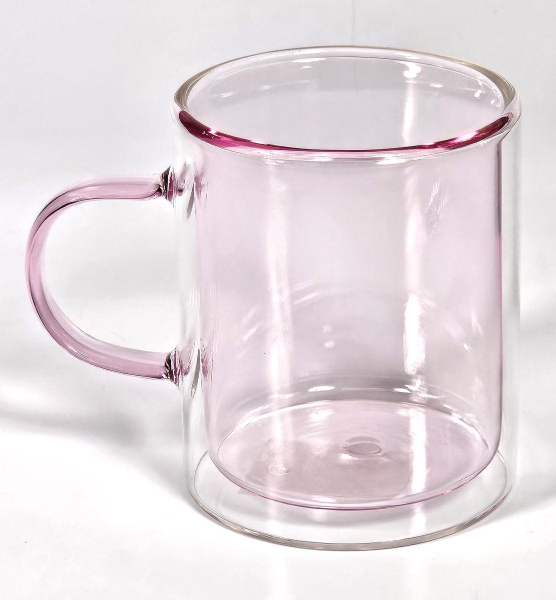 Picture of Marcelle W06M224-PK 11 oz Double Wall Mug with Colored Glass Interior & Matching Colored Glass Handle - Pink