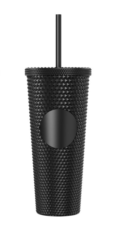 Picture of NexGen W01T225-B 24 oz Double Wall Plastic Mug with Straw - Black