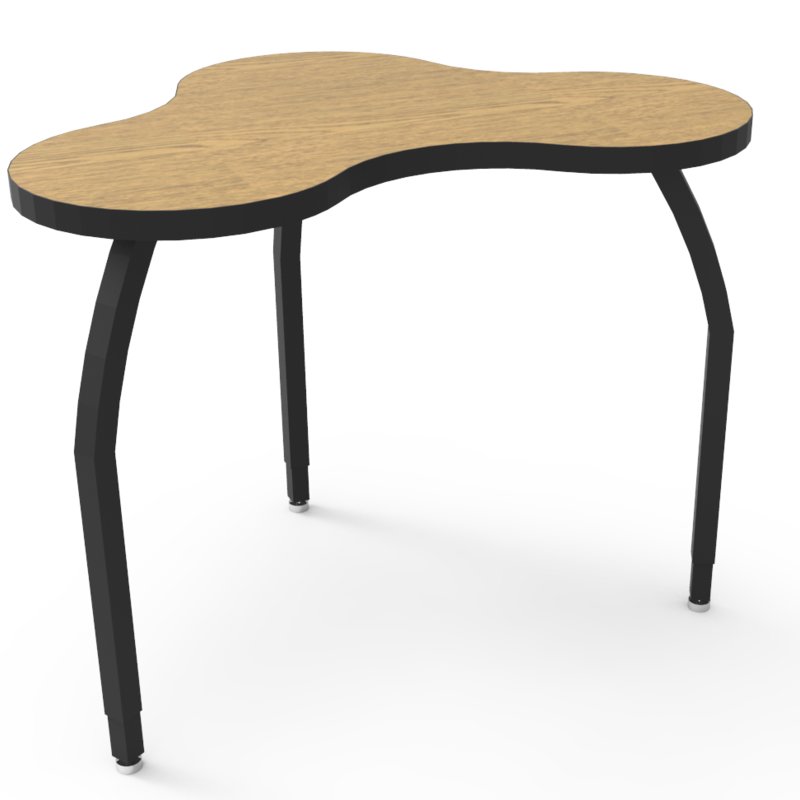 Wisconsin Bench ELO7809-EJASS-32 Elo Mini Nimbus Desk with Bannister Oak Laminate & 3 Junior Adjustable Smooth Silver Legs - 21-26 x 36 x 25.5 in.