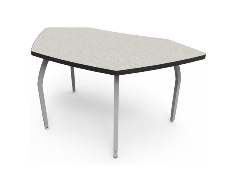 Wisconsin Bench ELO7802-EJASS-25 Elo Bridge Table with Grey Nebula Laminate & 4 Junior Adjustable Smooth Silver Legs - 21-26 x 61 x 33.3 in.