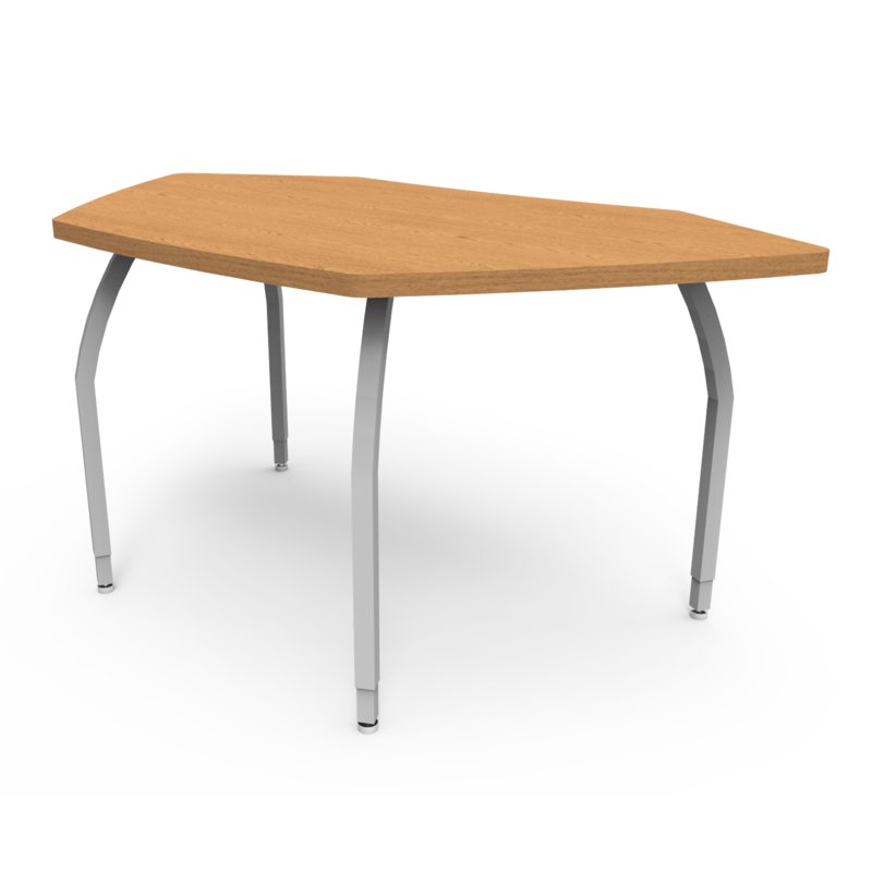 Elo Bridge Table, Grey Nebula Laminate & Banding with 4 Junior Adjustable Smooth Silver Legs - 21-26 x 61 x 33.3 in.