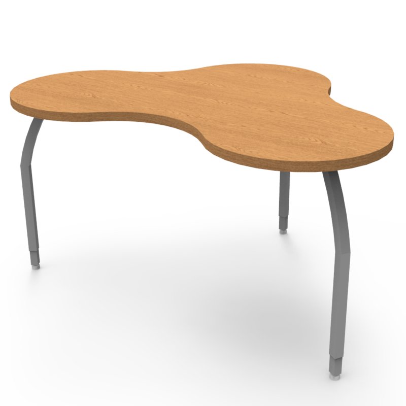 Elo Nimbus Table, Grey Nebula Laminate & Banding with 3 Junior Adjustable Smooth Silver Legs - 21-26 x 55.5 x 39 in.