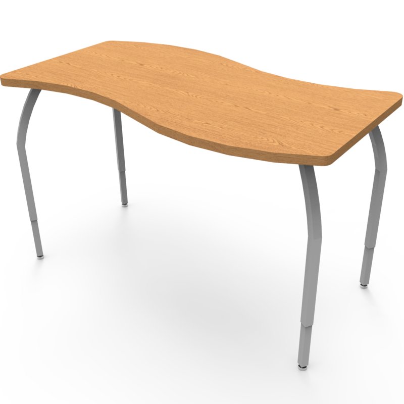 Wisconsin Bench ELO6805-EJASS-94-94 Elo Tide Table, Fusion Maple Laminate & Banding with 4 Junior Adjustable Smooth Silver Legs - 21-26 x 54 x 30 in.