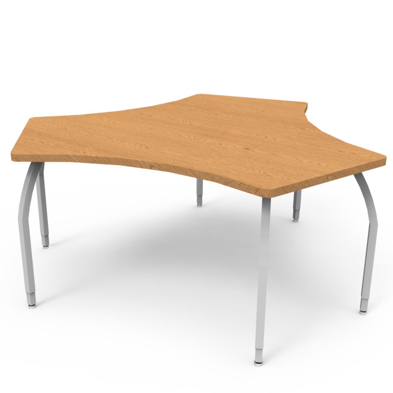 Elo Tri Table, Grey Nebula Laminate & Banding with 6 Junior Adjustable Smooth Silver Legs - 21-26 x 68.818 x 60 in.