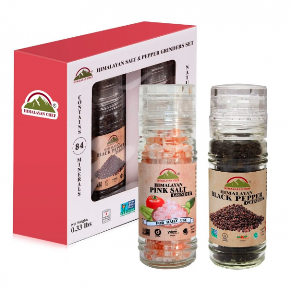 Picture of Himalayan Chef 5303AX2 5.3 oz Glass Salt & Paper Grinder Set
