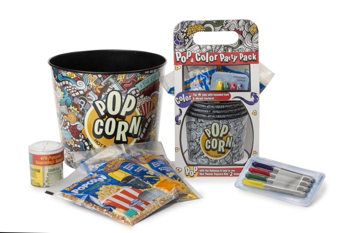 Picture of Wabash Valley Farms  38069-D   Pop & Color Party Pack with Serving Tub | The Best Snacks Come in A Jumbo Tub