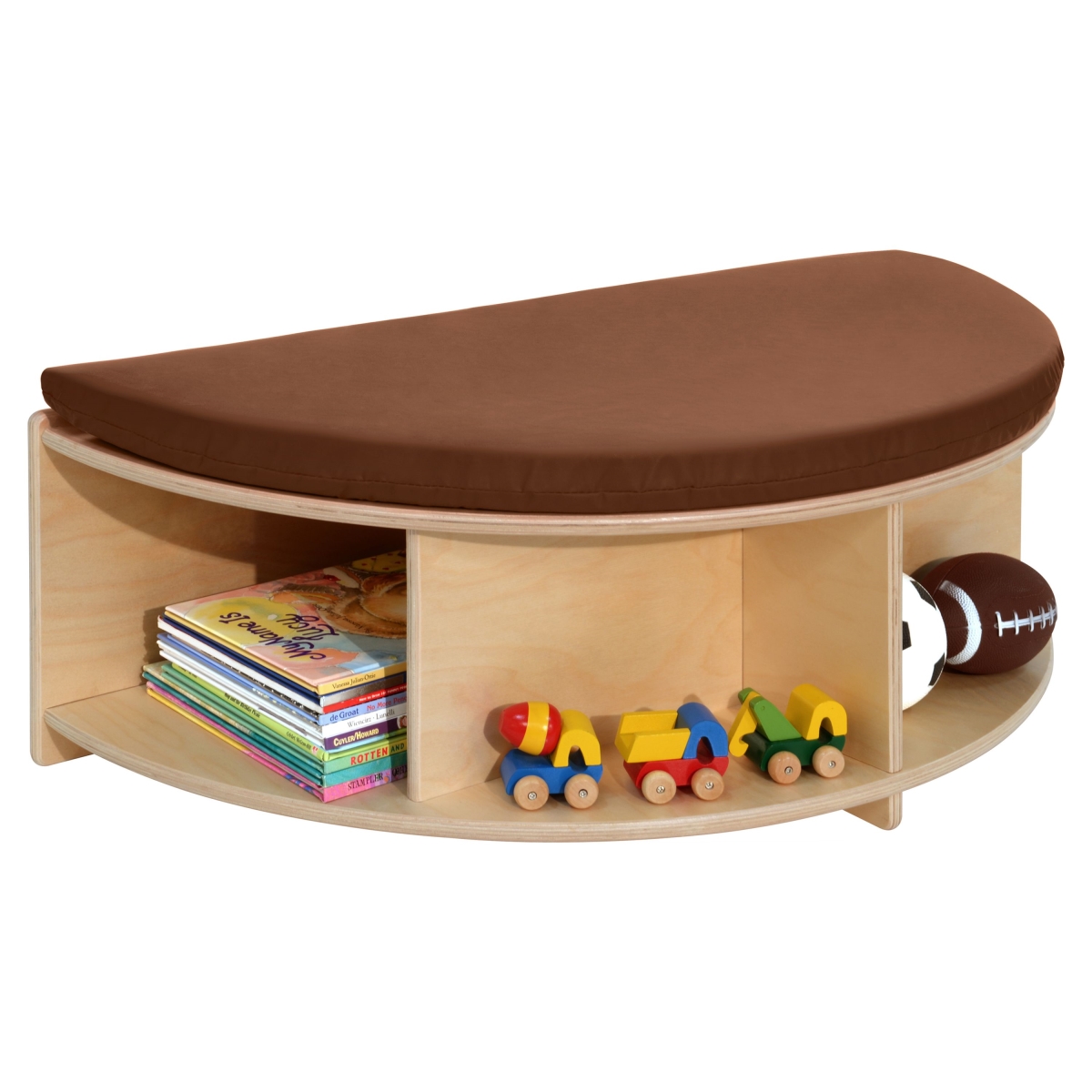 WD991011BN Read-A-Round Half Moon Bench with Brown Cushion
