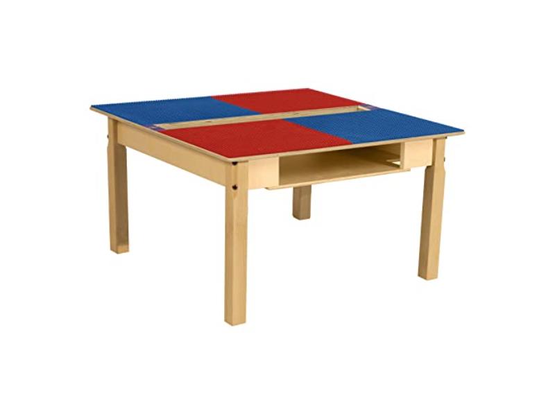 TPSQTS18-PRB Square Play Table with Trough, Shelf & 18 in. Legs & Duplo Compatible Grid, Red & Blue