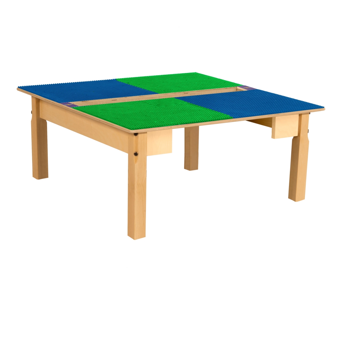TPSQT14-SBG Square Play Table with Trough & 14 in. Legs & Lego Compatible Grid, Blue & Green