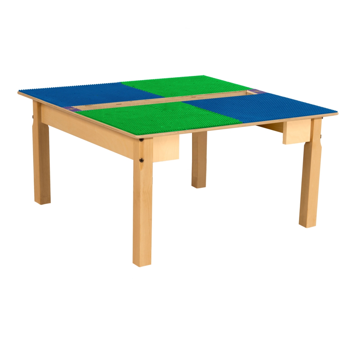 TPSQT16-SBG Square Play Table with Trough & 16 in. Legs & Lego Compatible Grid, Blue & Green