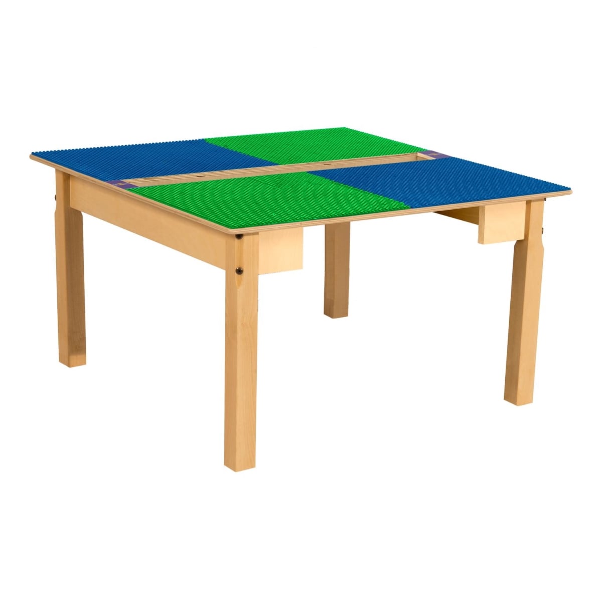 TPSQT18-SBG Square Play Table with Trough & 18 in. Legs & Lego Compatible Grid, Blue & Green