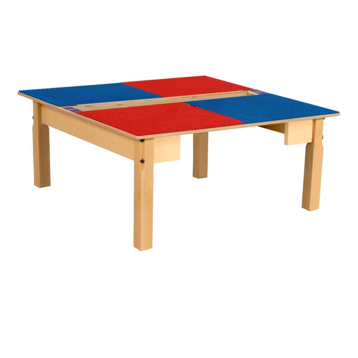 TPSQT14-SRB Square Play Table with Trough & 14 in. Legs & Lego Compatible Grid, Red & Blue