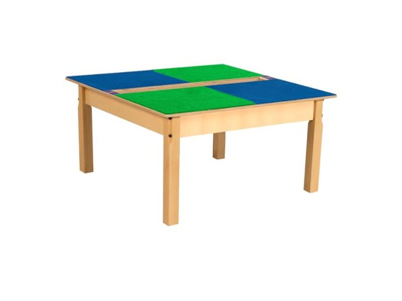 TPSQT16-PBG Square Play Table with Trough & 16 in. Legs & Duplo Compatible Grid, Blue & Green