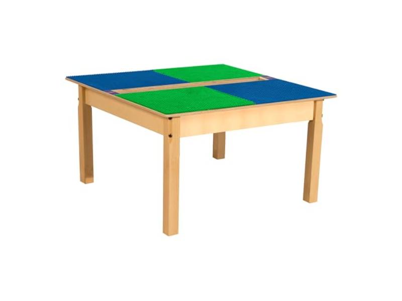 TPSQT18-PBG Square Play Table with Trough & 18 in. Legs & Duplo Compatible Grid, Blue & Green