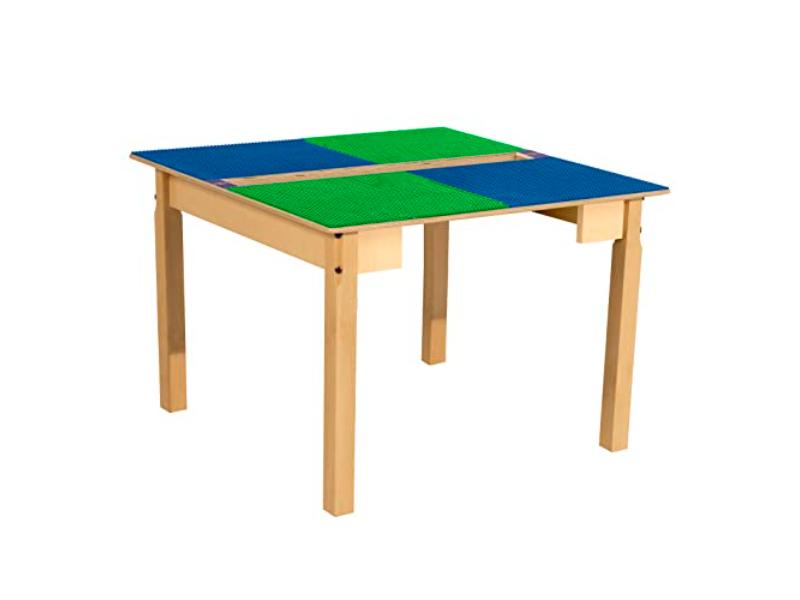 TPSQT22-PBG Square Play Table with Trough & 22 in. Legs & Duplo Compatible Grid, Blue & Green