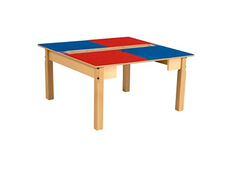 TPSQT16-PRB Square Play Table with Trough & 16 in. Legs & Duplo Compatible Grid, Red & Blue